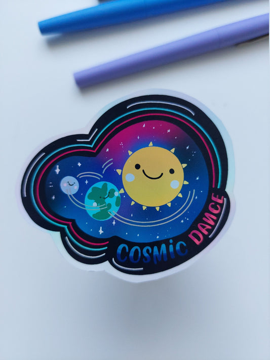 Cosmic dance sticker holographic