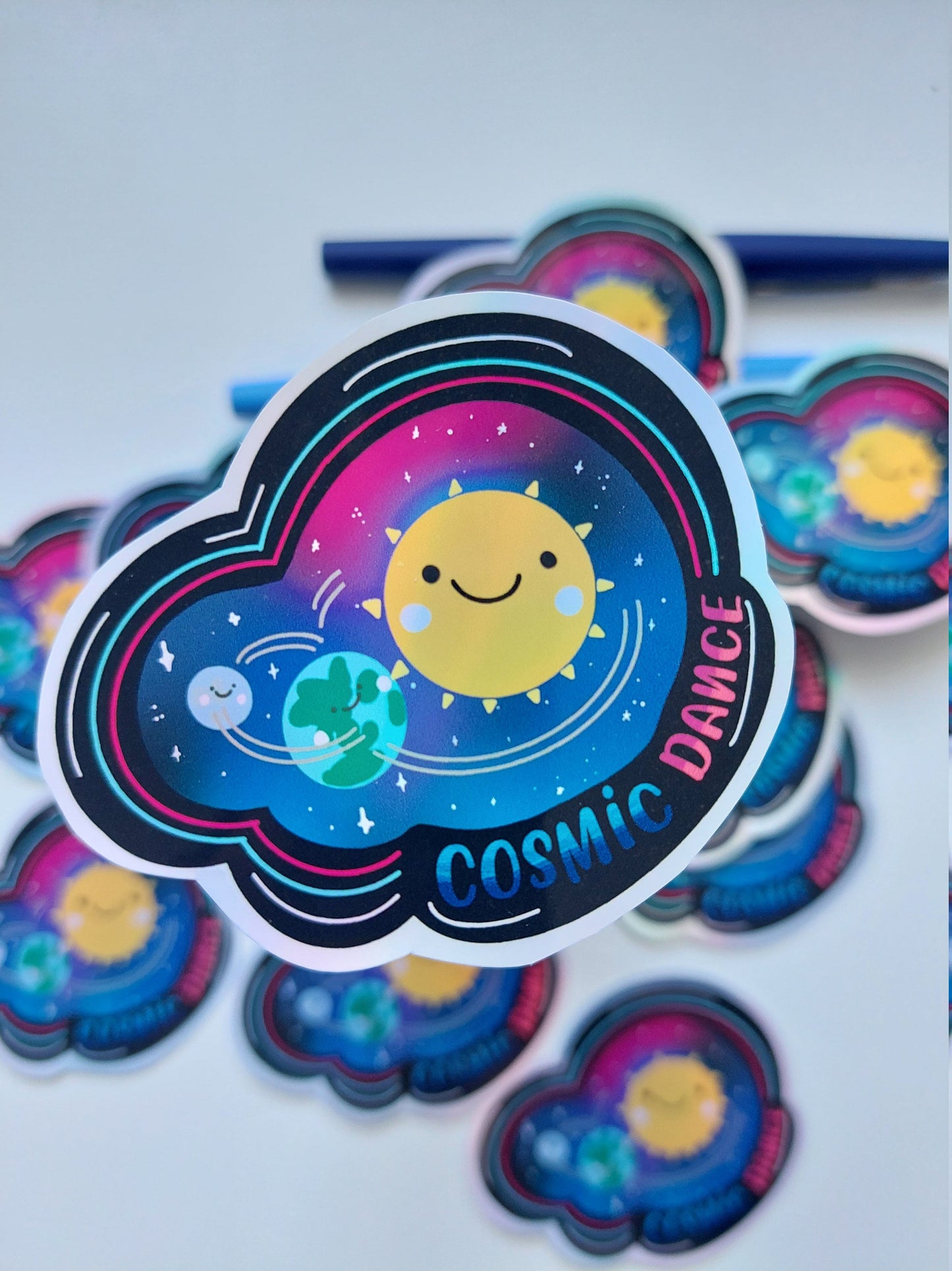 Cosmic dance sticker holographic