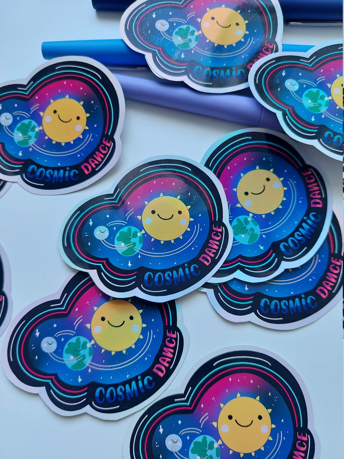 Cosmic dance sticker holographic