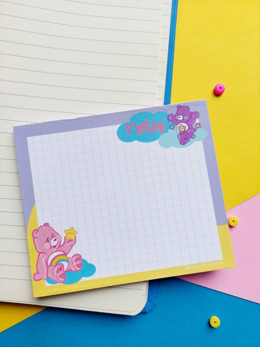 CARE BEARS mini NOTEPAD / Cute Kawaii notes / care bears memo pad / 5x4inches, 40 pages