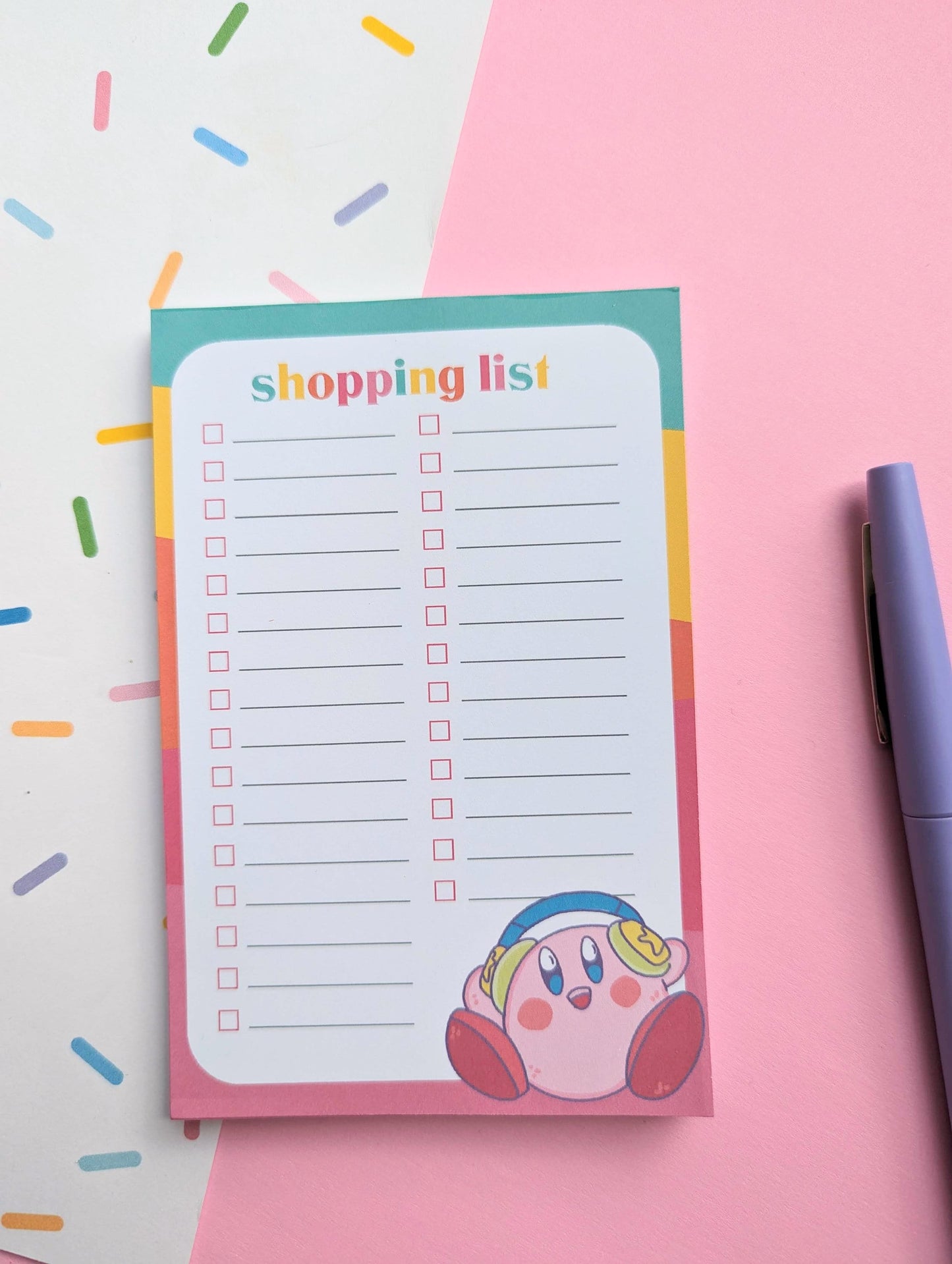 KIRBY  SHOPPING LIST/ Kawaii notes / kirby notepad / 3.5 x 4 inches