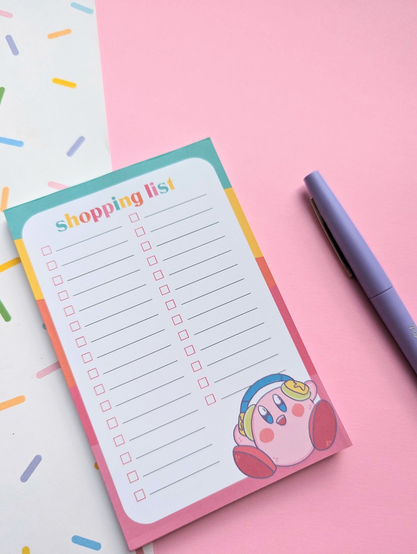 KIRBY  SHOPPING LIST/ Kawaii notes / kirby notepad / 3.5 x 4 inches