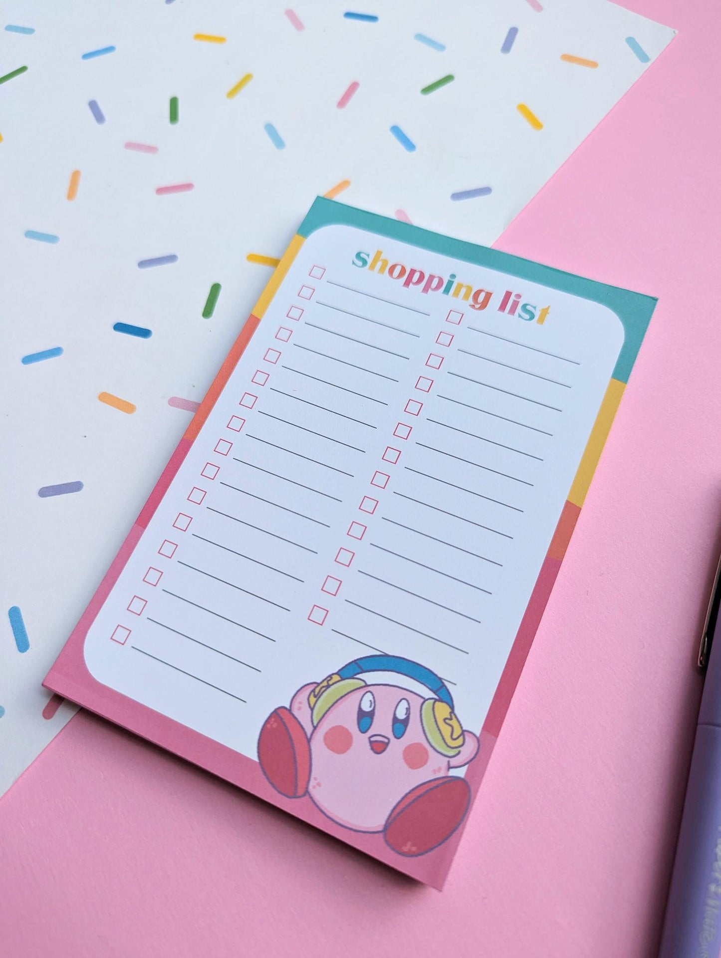 KIRBY  SHOPPING LIST/ Kawaii notes / kirby notepad / 3.5 x 4 inches