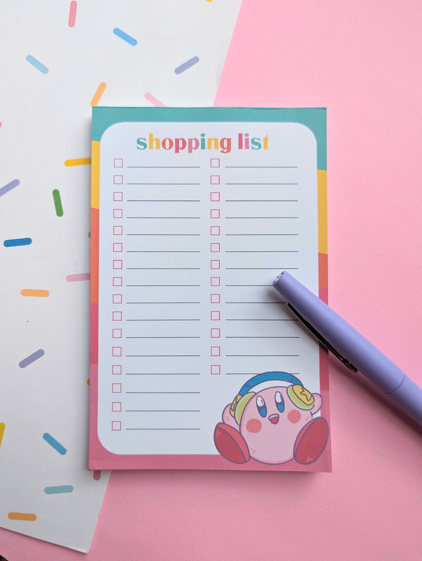 KIRBY  SHOPPING LIST/ Kawaii notes / kirby notepad / 3.5 x 4 inches