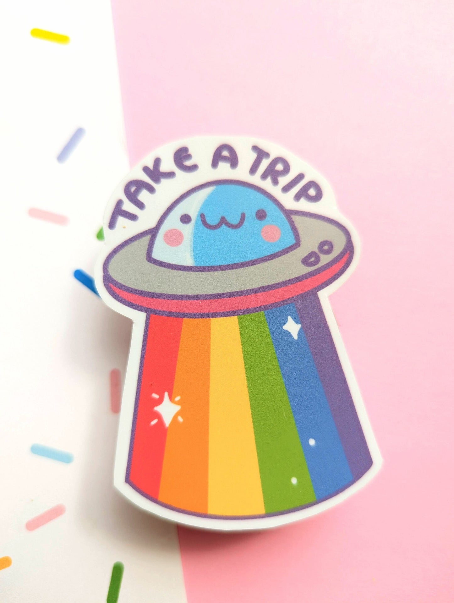 KAWAII ALIENS STICKER / Take a trip alien sticker