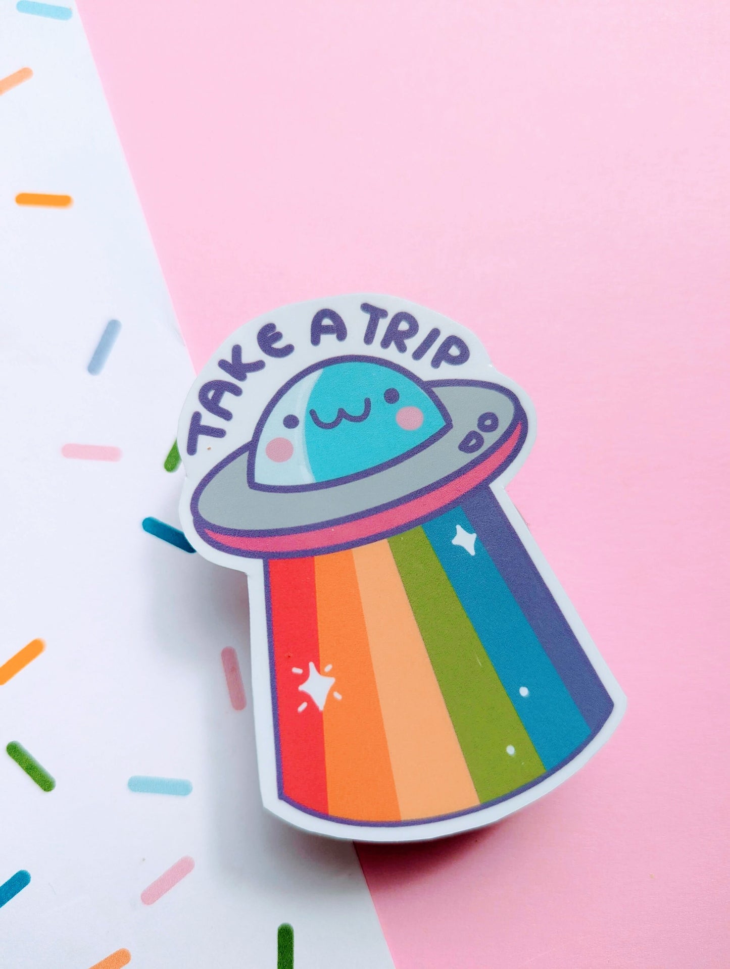 KAWAII ALIENS STICKER / Take a trip alien sticker