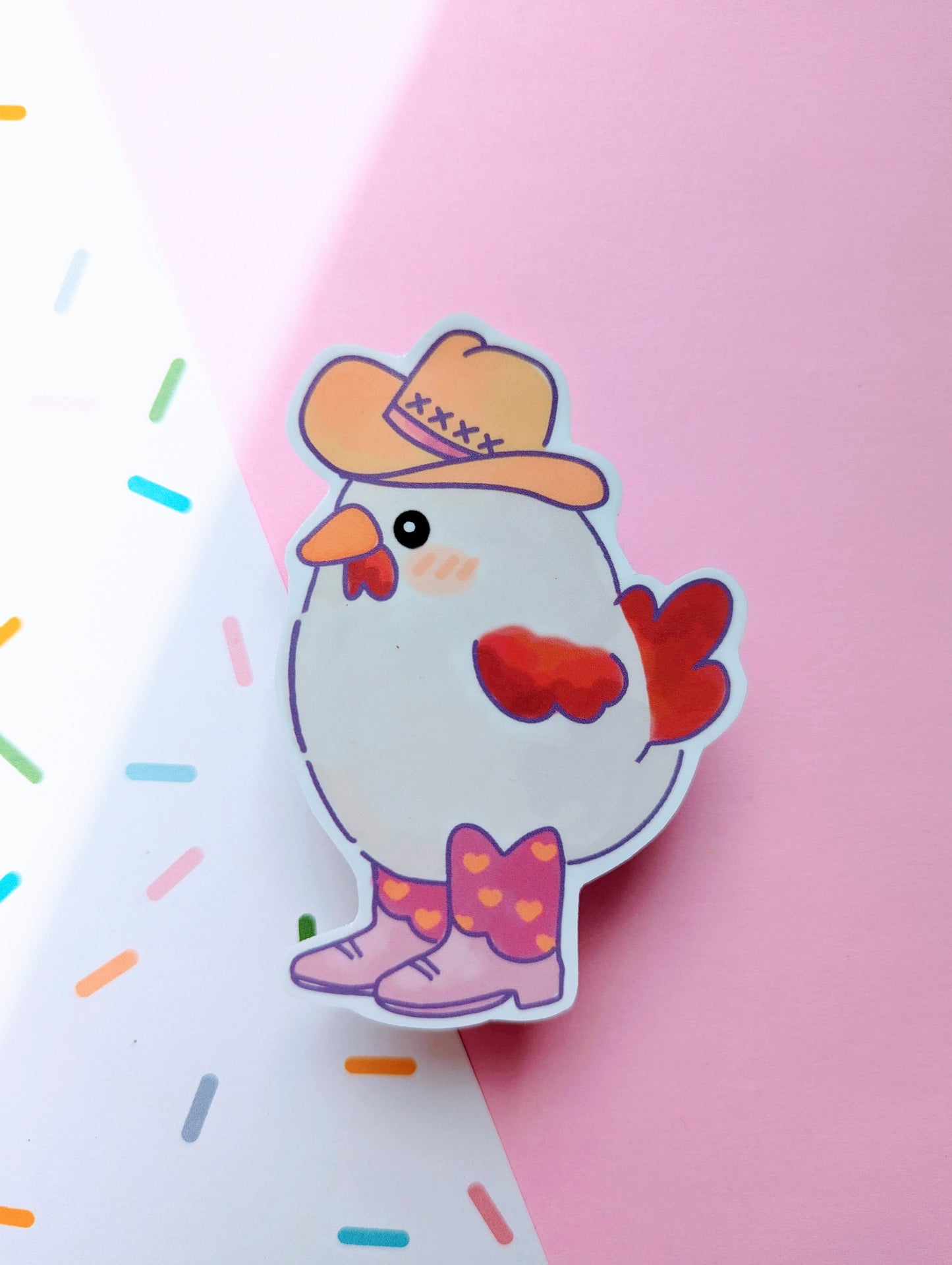 CHICKEN COWBOY STICKER / chicken huevos rancheros cowboy sticker