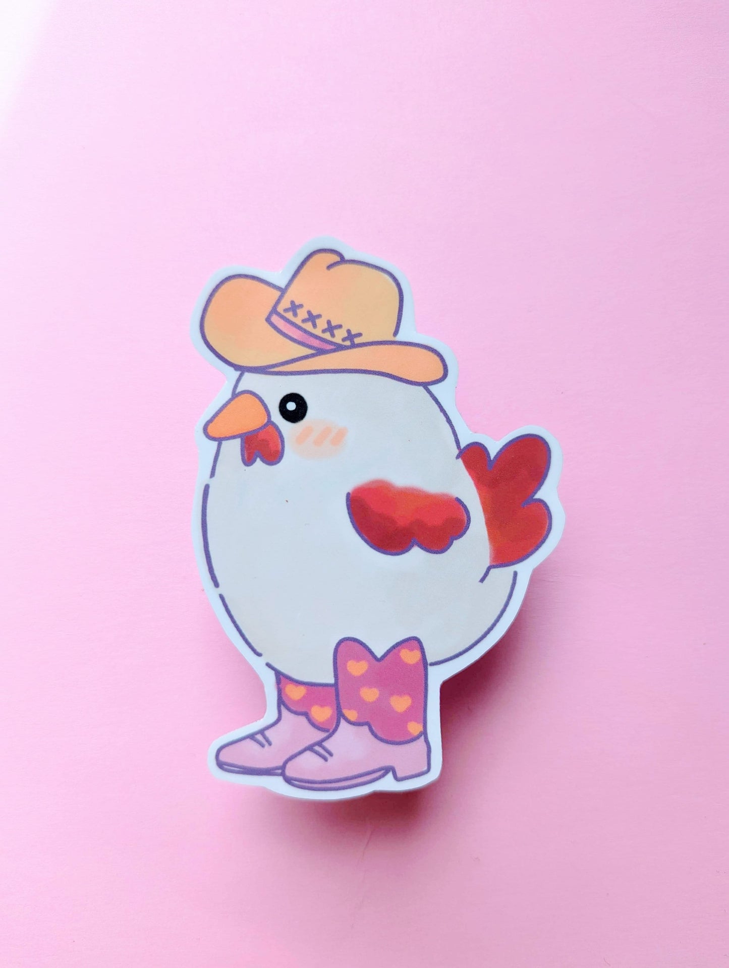 CHICKEN COWBOY STICKER / chicken huevos rancheros cowboy sticker