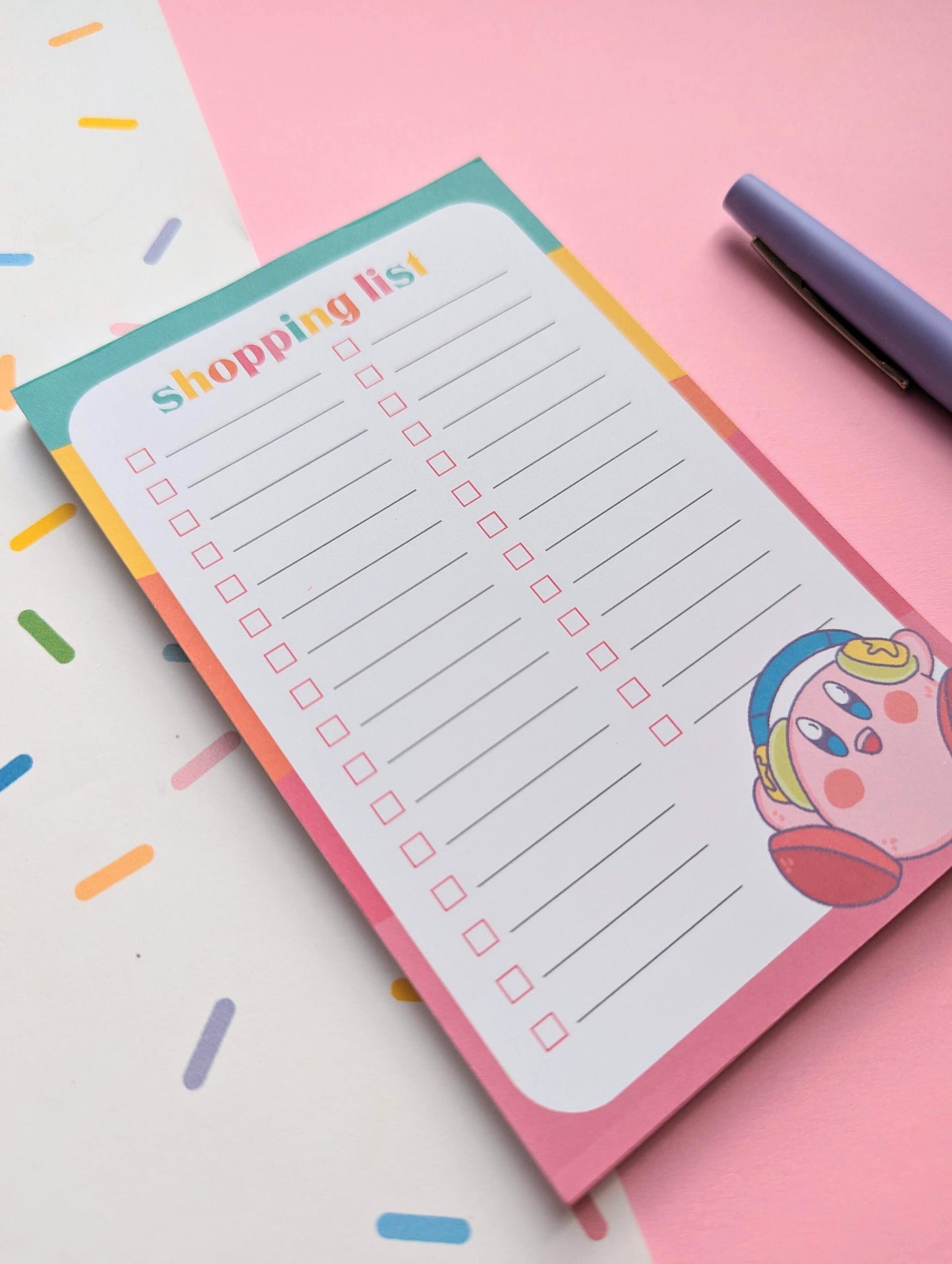 KIRBY  SHOPPING LIST/ Kawaii notes / kirby notepad / 3.5 x 4 inches