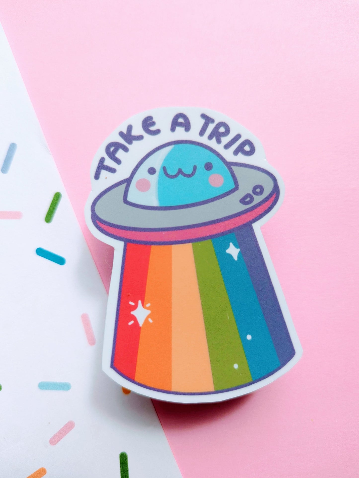 KAWAII ALIENS STICKER / Take a trip alien sticker