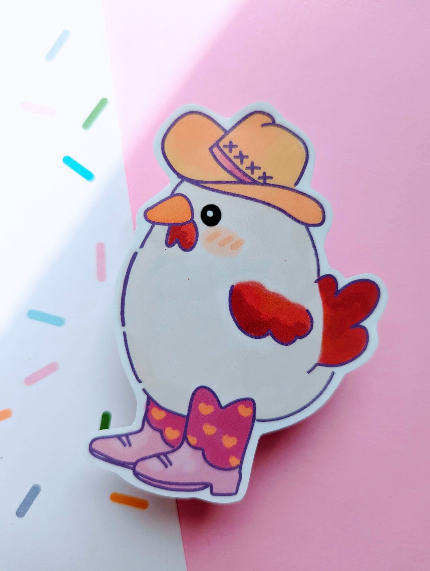 CHICKEN COWBOY STICKER / chicken huevos rancheros cowboy sticker