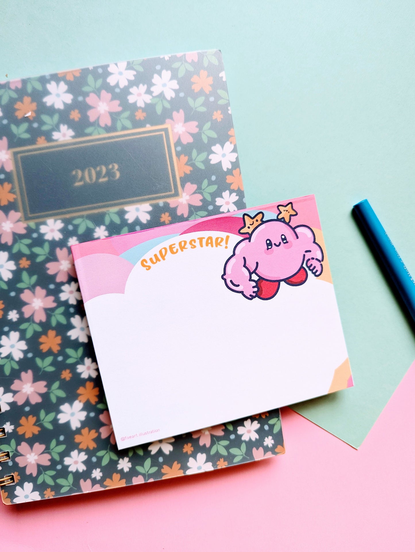 Nintendo BUFF KIRBY NOTEPAD/ Kirby Kawaii notes /Gamer memo pad / 4x5 inches, 40pages