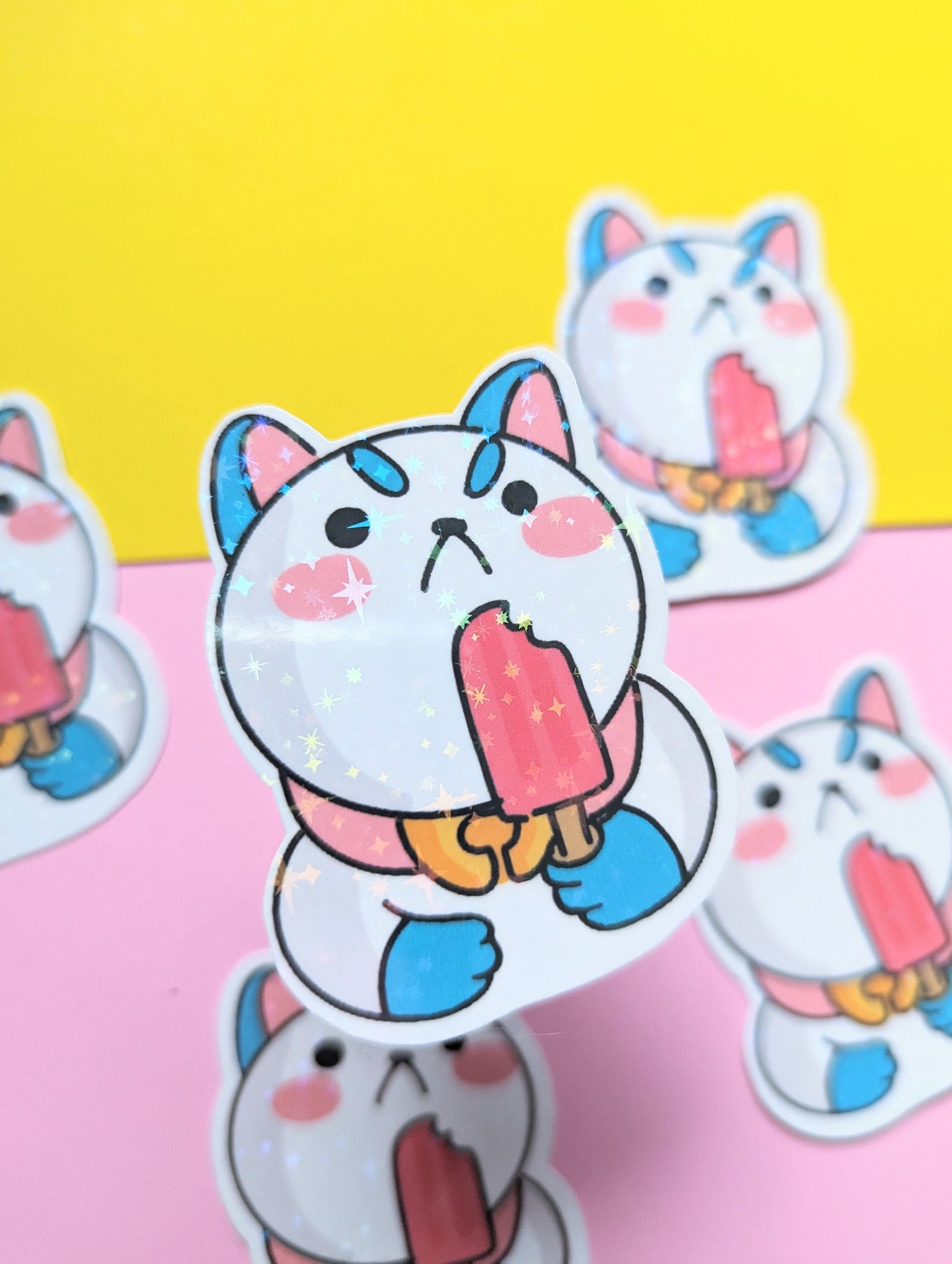 PUPPYCAT HOLOGRAPHIC STICKER/ puppycat cartoon holographic sticker