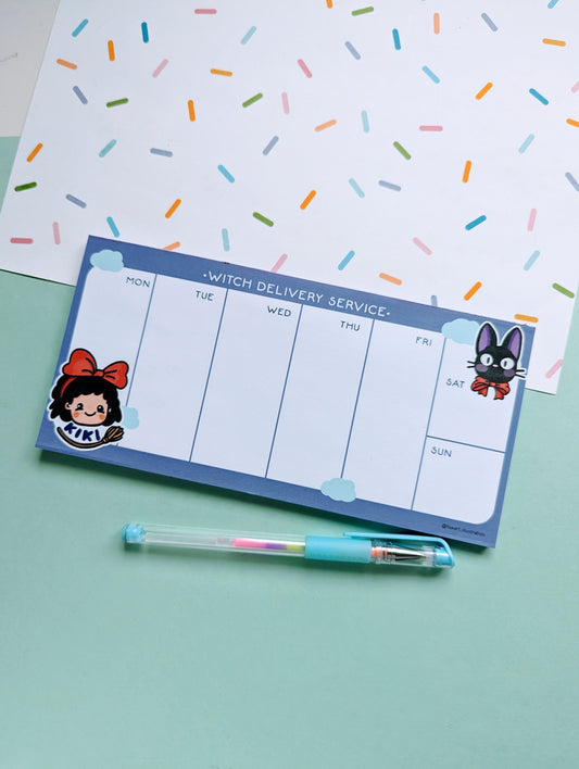 KIKIS WEEKLY PLANNER/ studio Ghibli notes planner / mini notepad gift for her / Kiki's delivery service movie planner