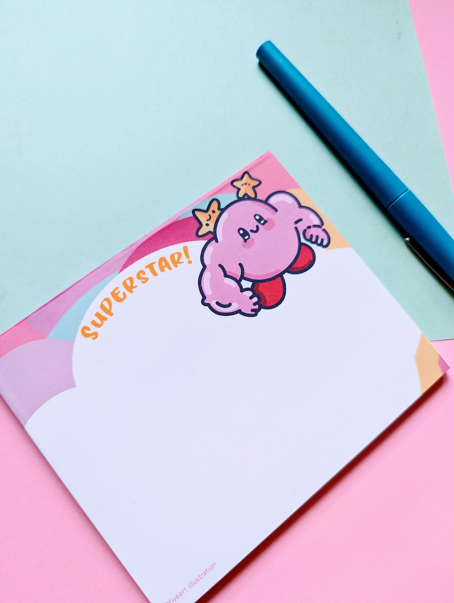 Nintendo BUFF KIRBY NOTEPAD/ Kirby Kawaii notes /Gamer memo pad / 4x5 inches, 40pages