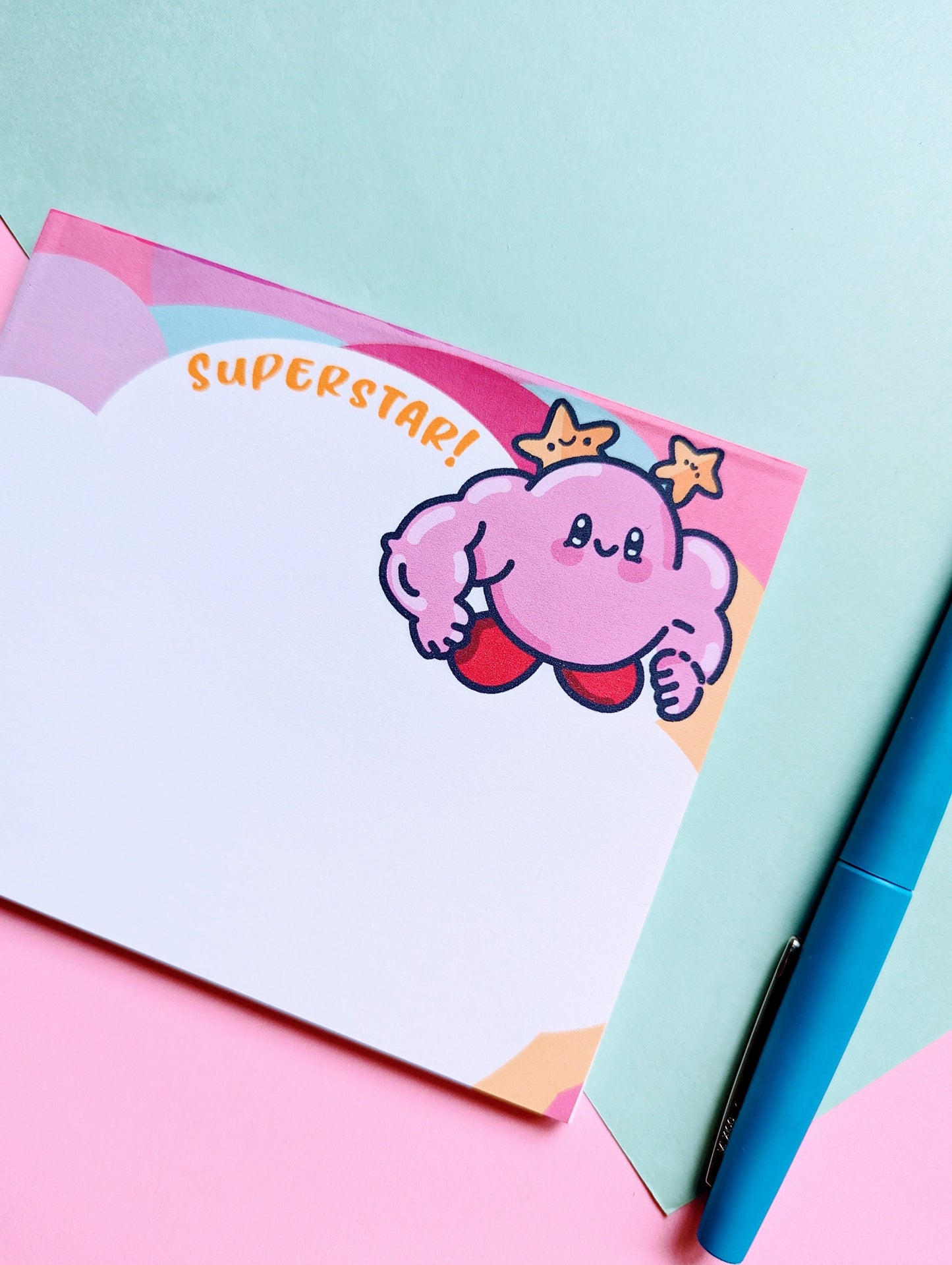 Nintendo BUFF KIRBY NOTEPAD/ Kirby Kawaii notes /Gamer memo pad / 4x5 inches, 40pages