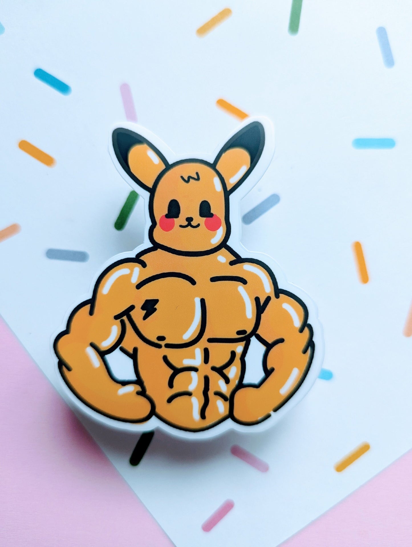 BUFF PIKACHU STICKER / Pikachu lover sticker