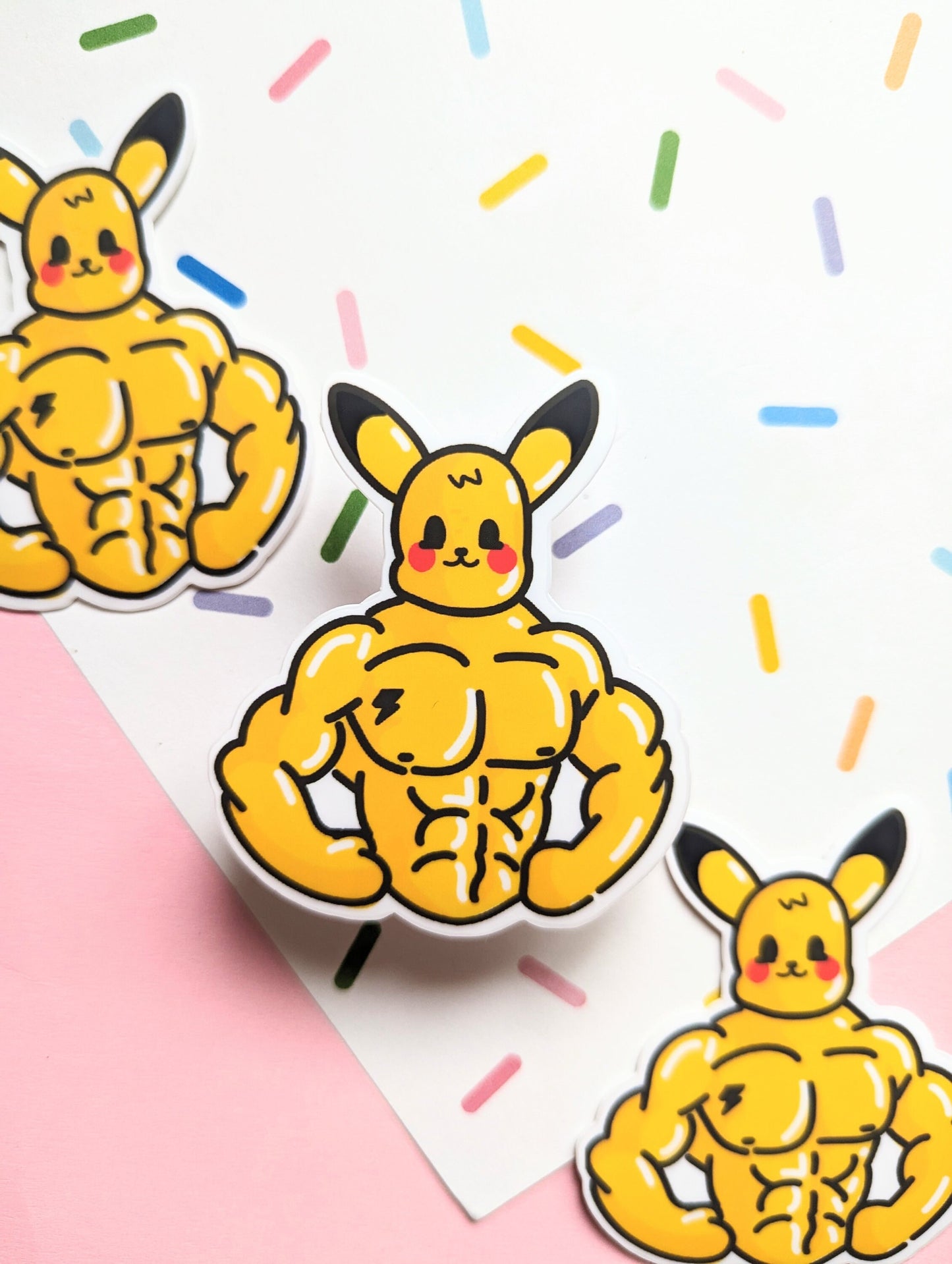 BUFF PIKACHU STICKER / Pikachu lover sticker