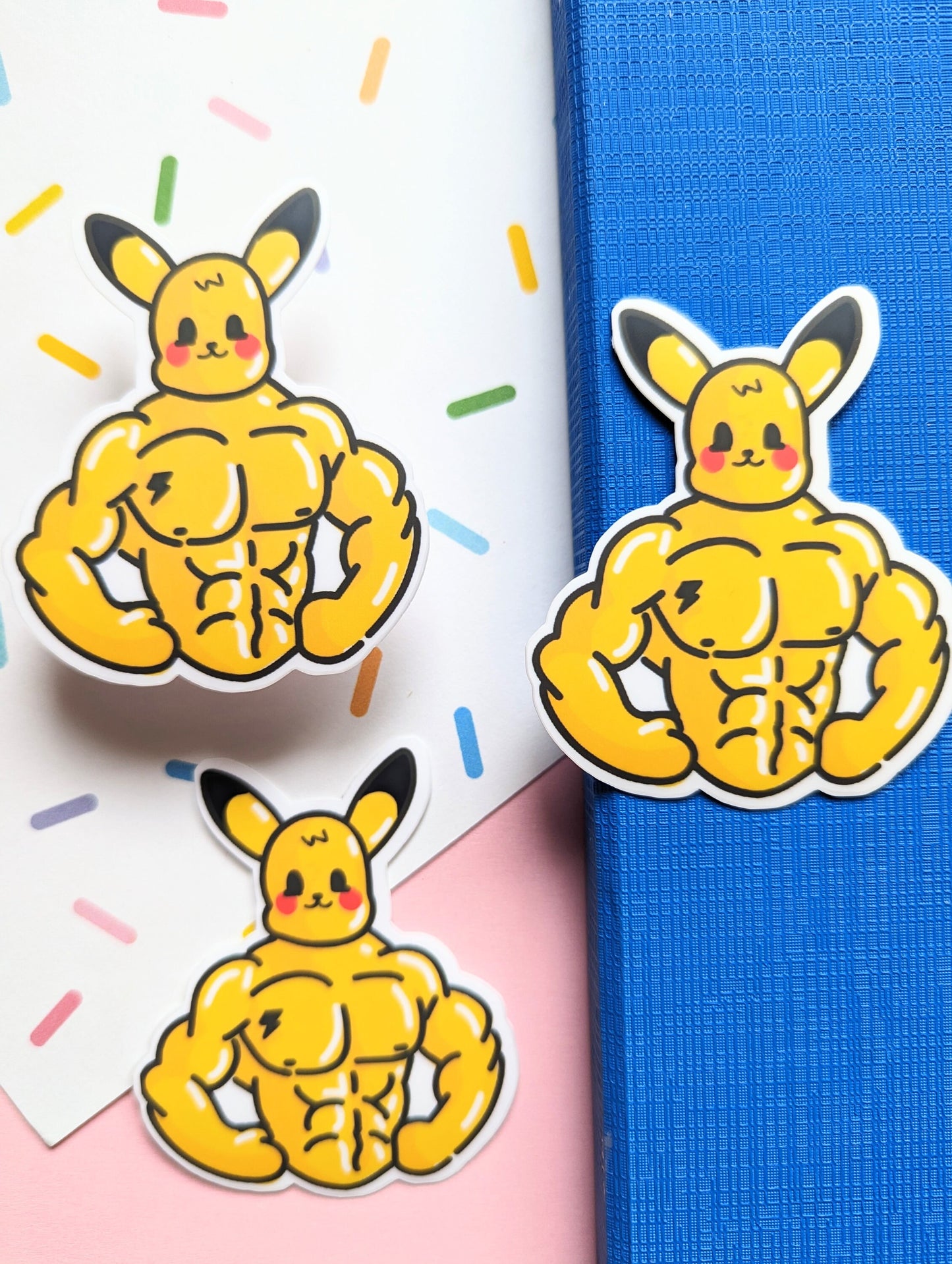 BUFF PIKACHU STICKER / Pikachu lover sticker