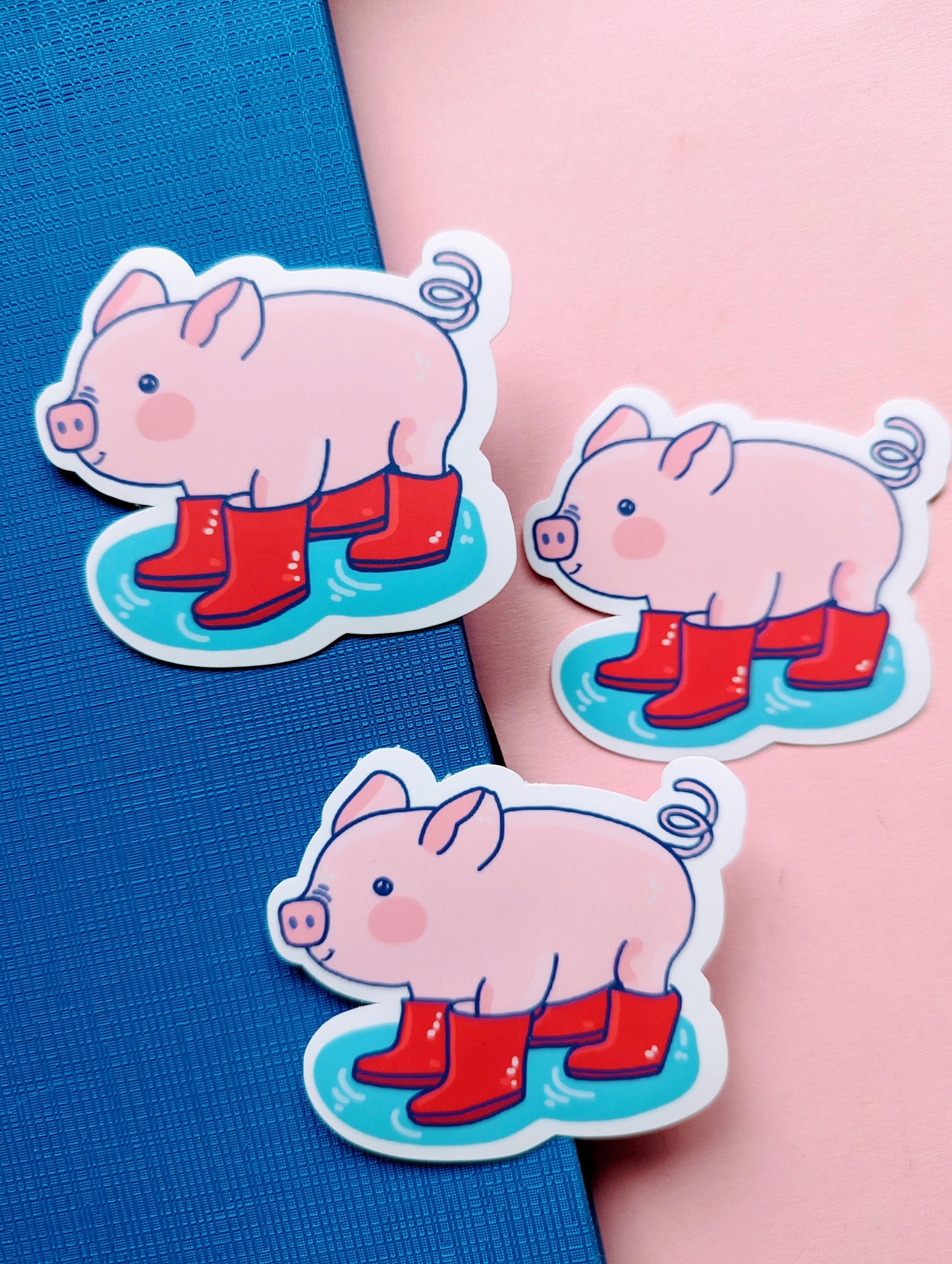 PINK PIGGY STICKER / pig with boots sticker