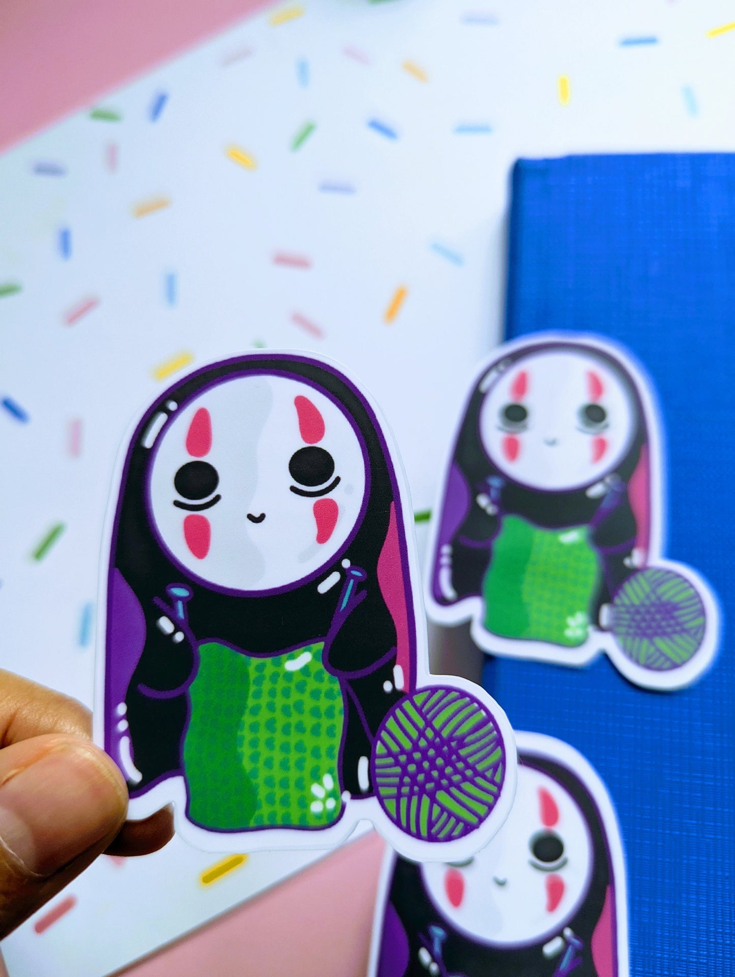 KNITTING NO FACE Ghibli studios sticker/ Ghibli studios/ from Spirit Away movie sticker