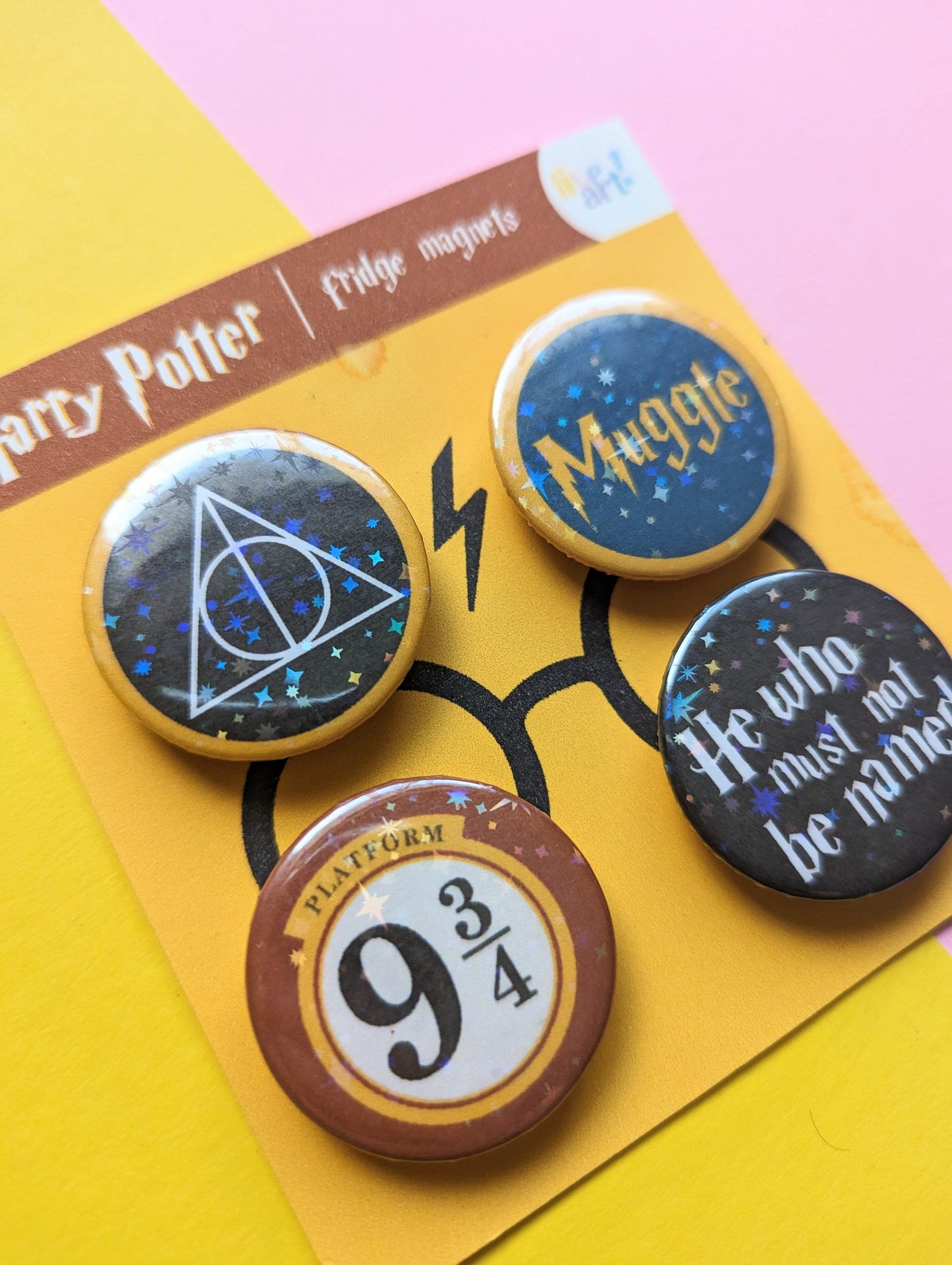 HARRY POTTER MAGNETS set of 4/ Holográphic fridge magnets Harry Potter.