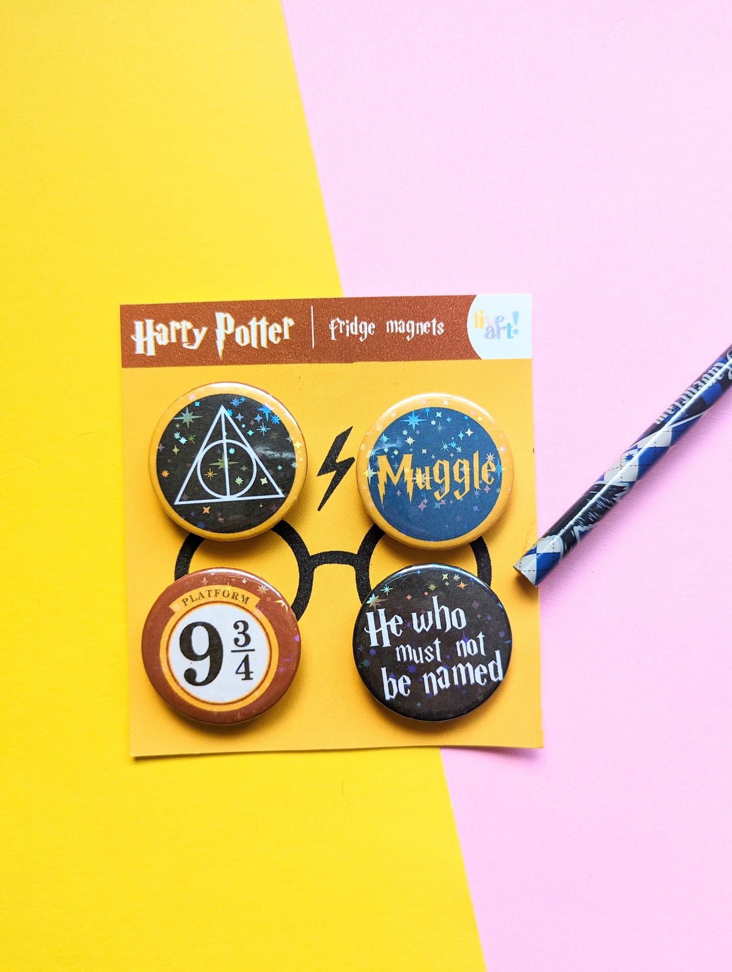 HARRY POTTER MAGNETS set of 4/ Holográphic fridge magnets Harry Potter.