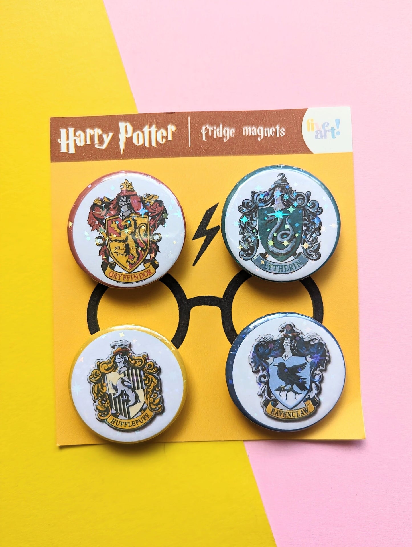 HARRY POTTER houses MAGNETS set of 4/ Gryffindor Holográphic fridge magnets Harry Potter/ Slytherin magnet.