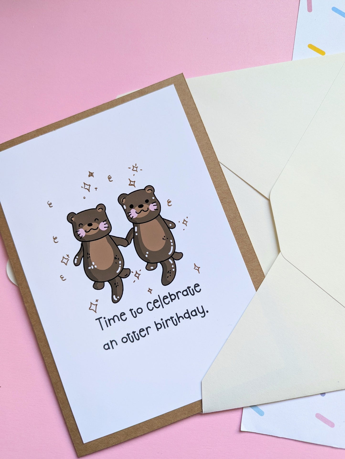 OTTER BIRTHDAY CARD greeting card, cute otters handmade greeting card.