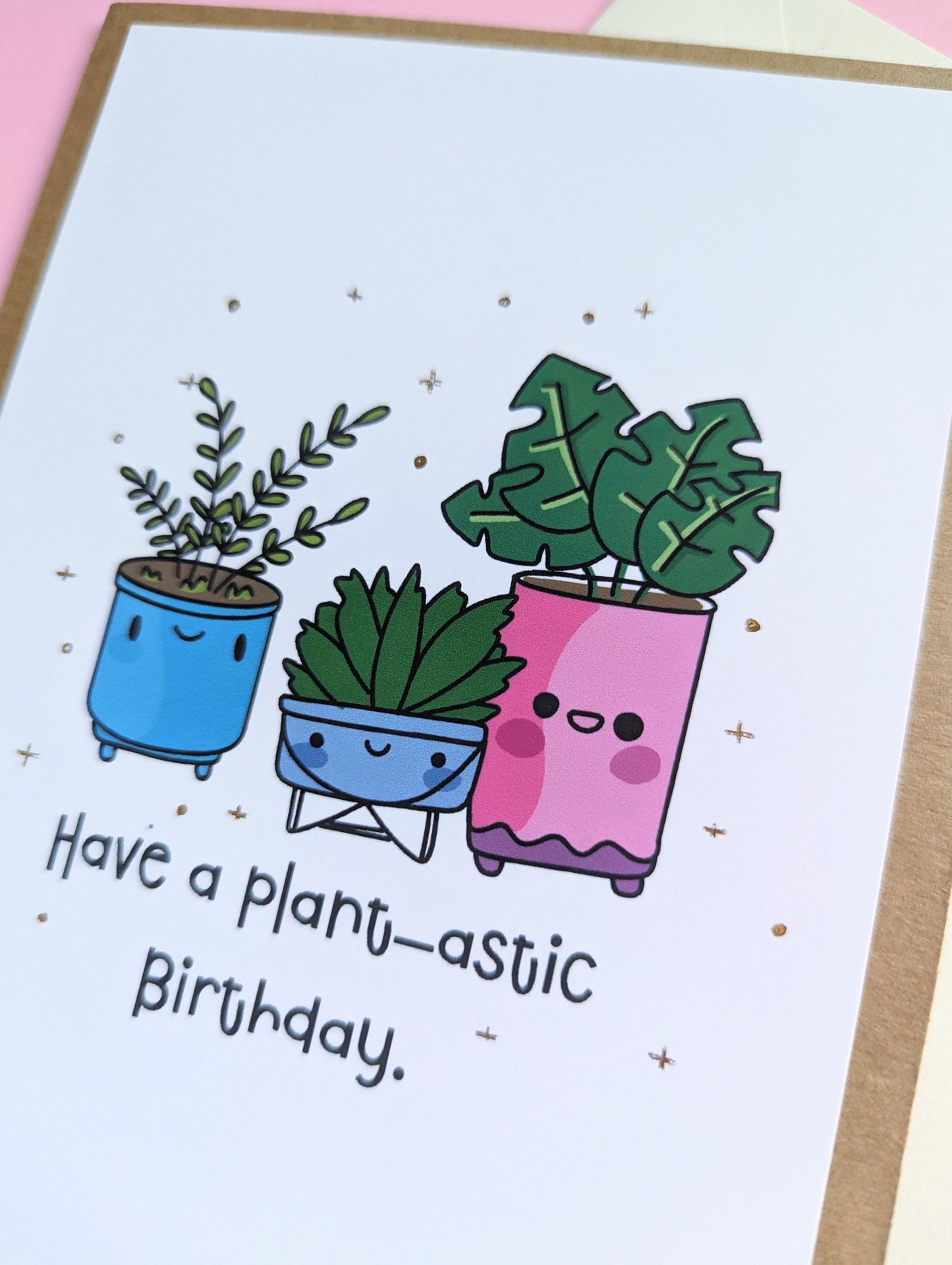 PLANT lover BIRTHDAY CARD greeting card, cute planters handmade greeting card.