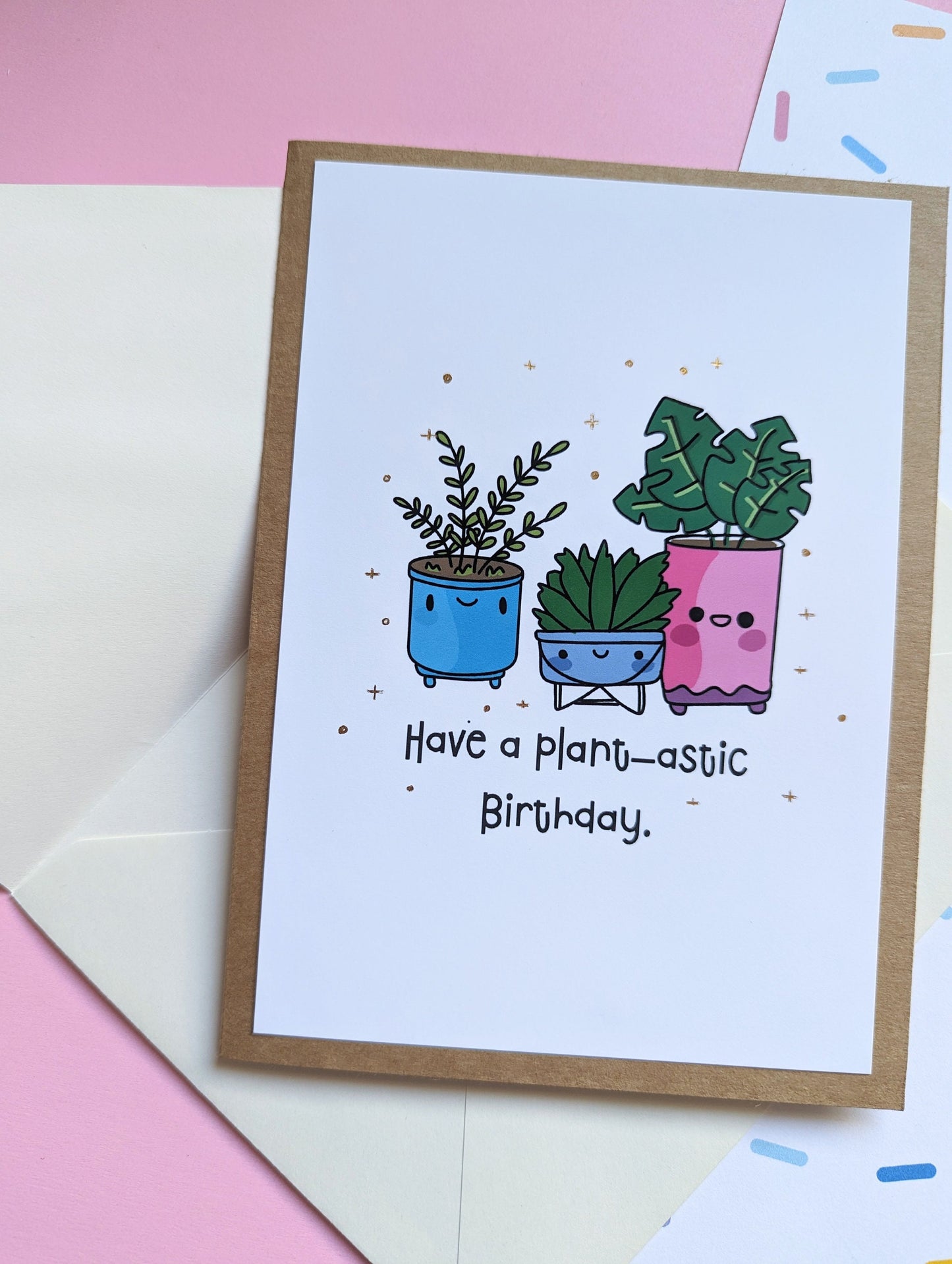 PLANT lover BIRTHDAY CARD greeting card, cute planters handmade greeting card.