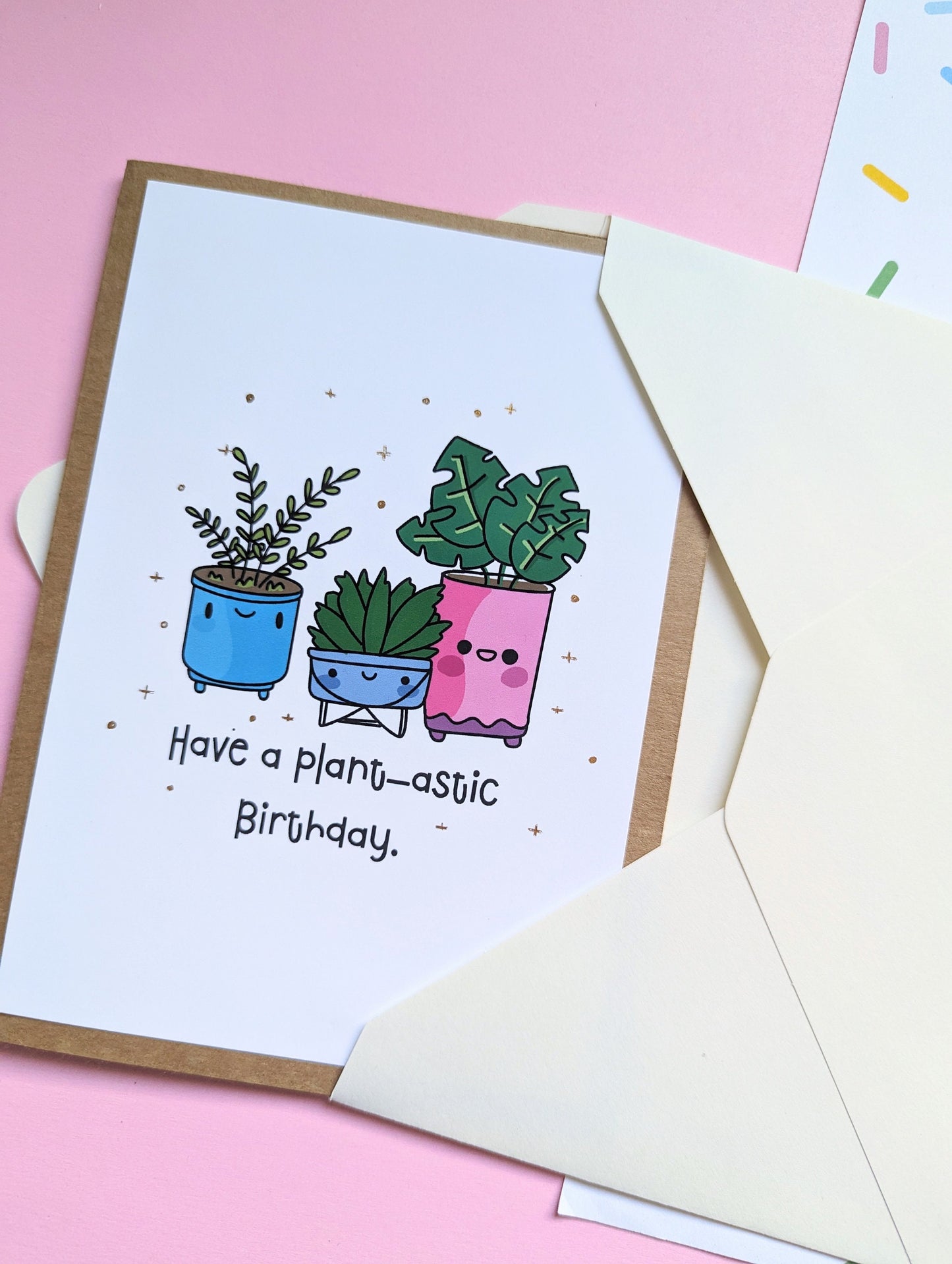 PLANT lover BIRTHDAY CARD greeting card, cute planters handmade greeting card.