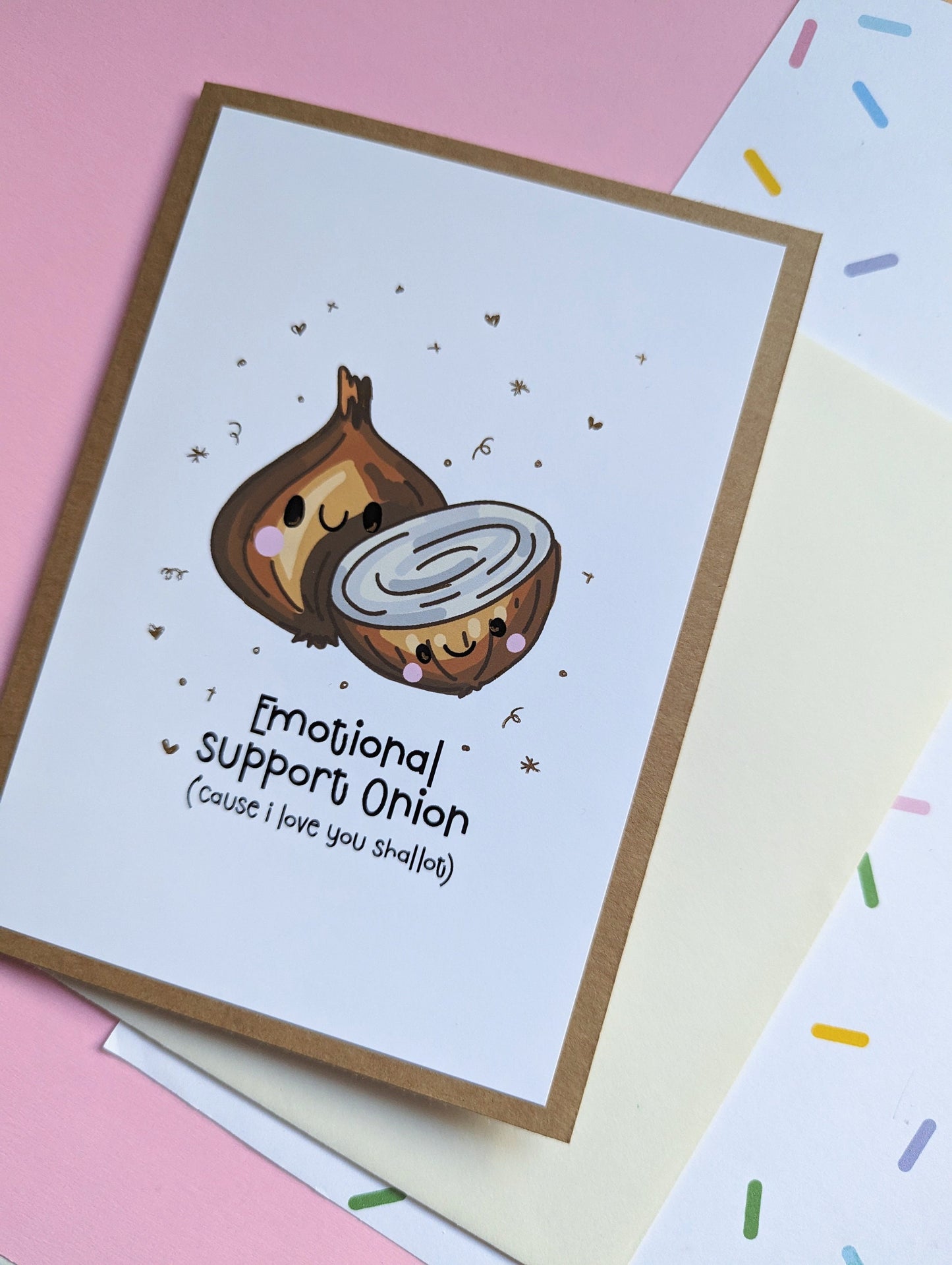 ONION EMOTIONAL SUPPORT greeting card, cute onion handmade greeting card.