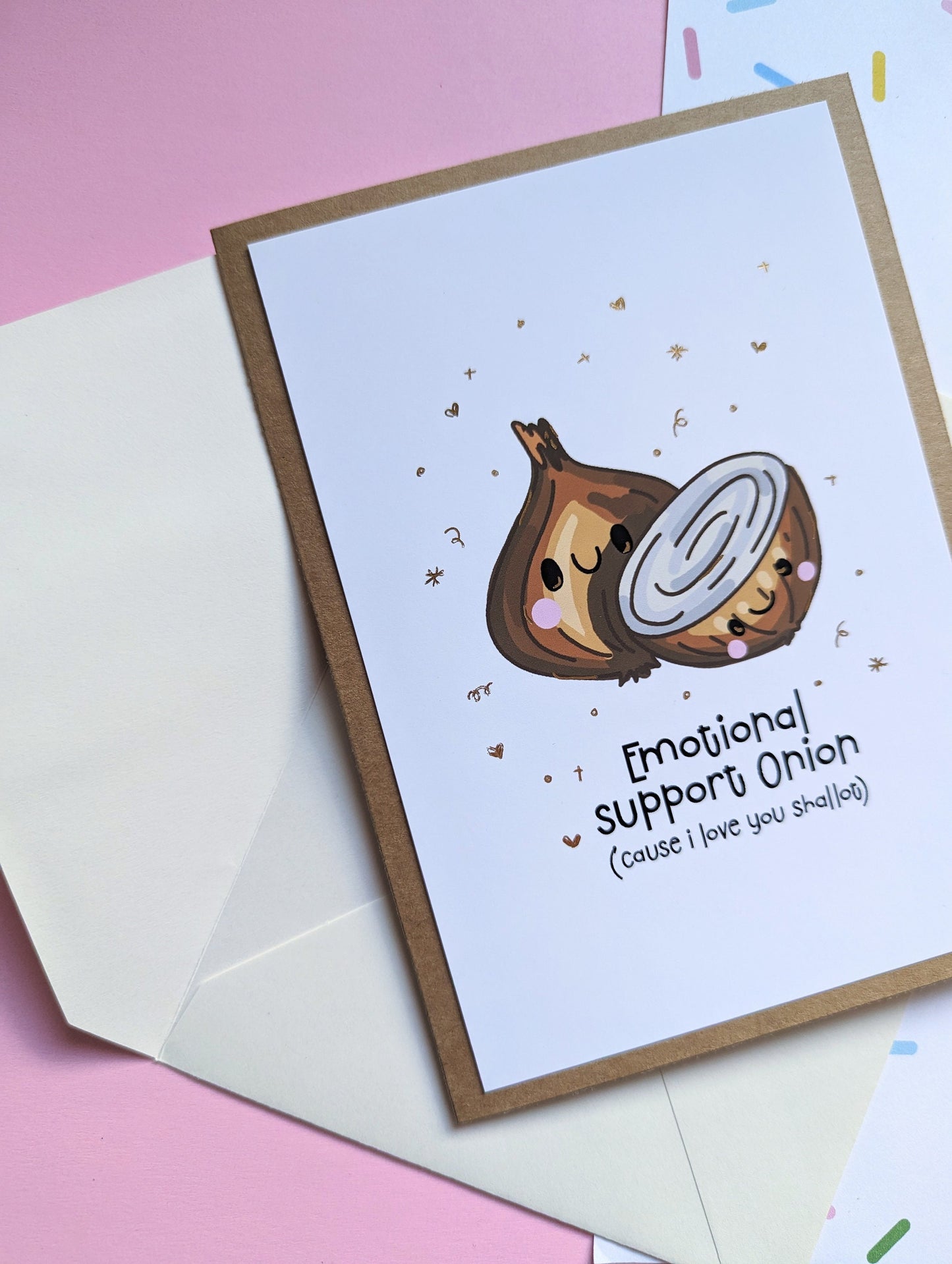 ONION EMOTIONAL SUPPORT greeting card, cute onion handmade greeting card.