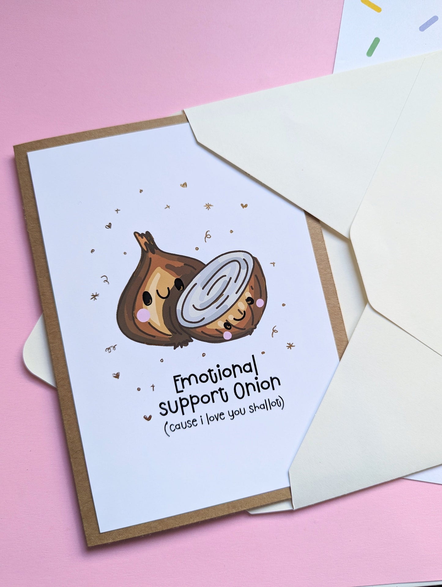 ONION EMOTIONAL SUPPORT greeting card, cute onion handmade greeting card.