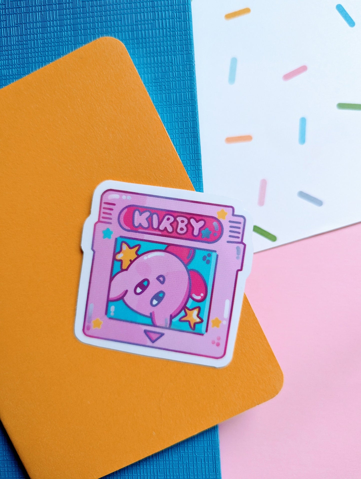 KIRBY GAMEBOY cart STICKER / Kirby tilt n' tumble, cute cart sticker