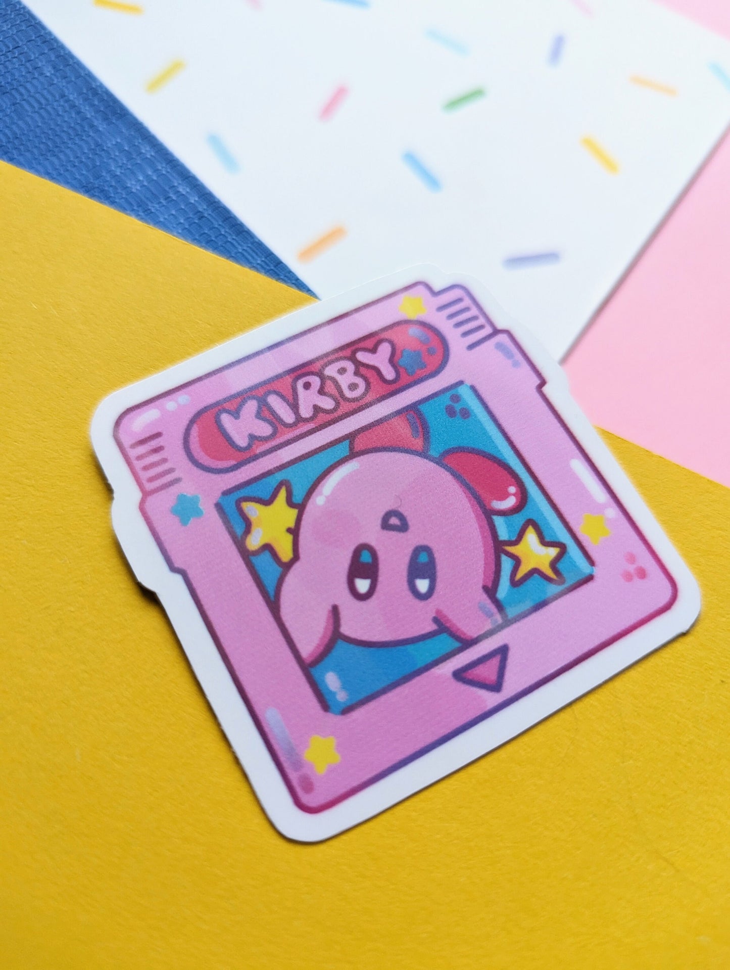 KIRBY GAMEBOY cart STICKER / Kirby tilt n' tumble, cute cart sticker