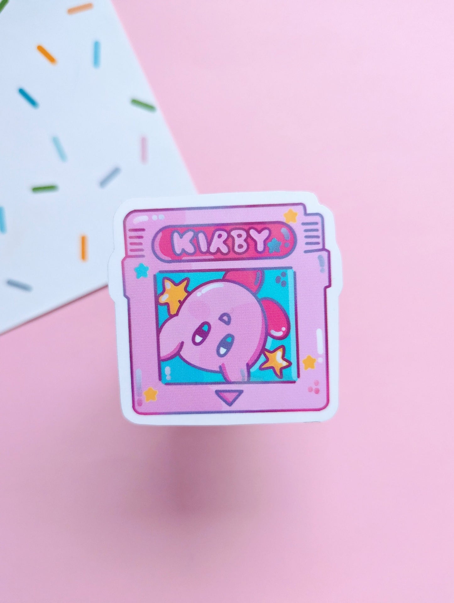 KIRBY GAMEBOY cart STICKER / Kirby tilt n' tumble, cute cart sticker