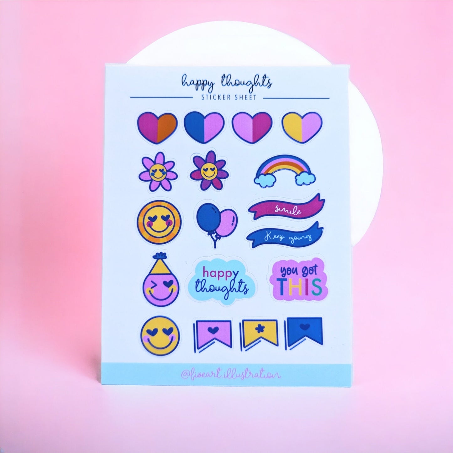 HEARTS and HAPY FACES sticker sheet / happy thoughts journal sticker/ Cute hearts stickers/ smily faces crapbook sticker sheet