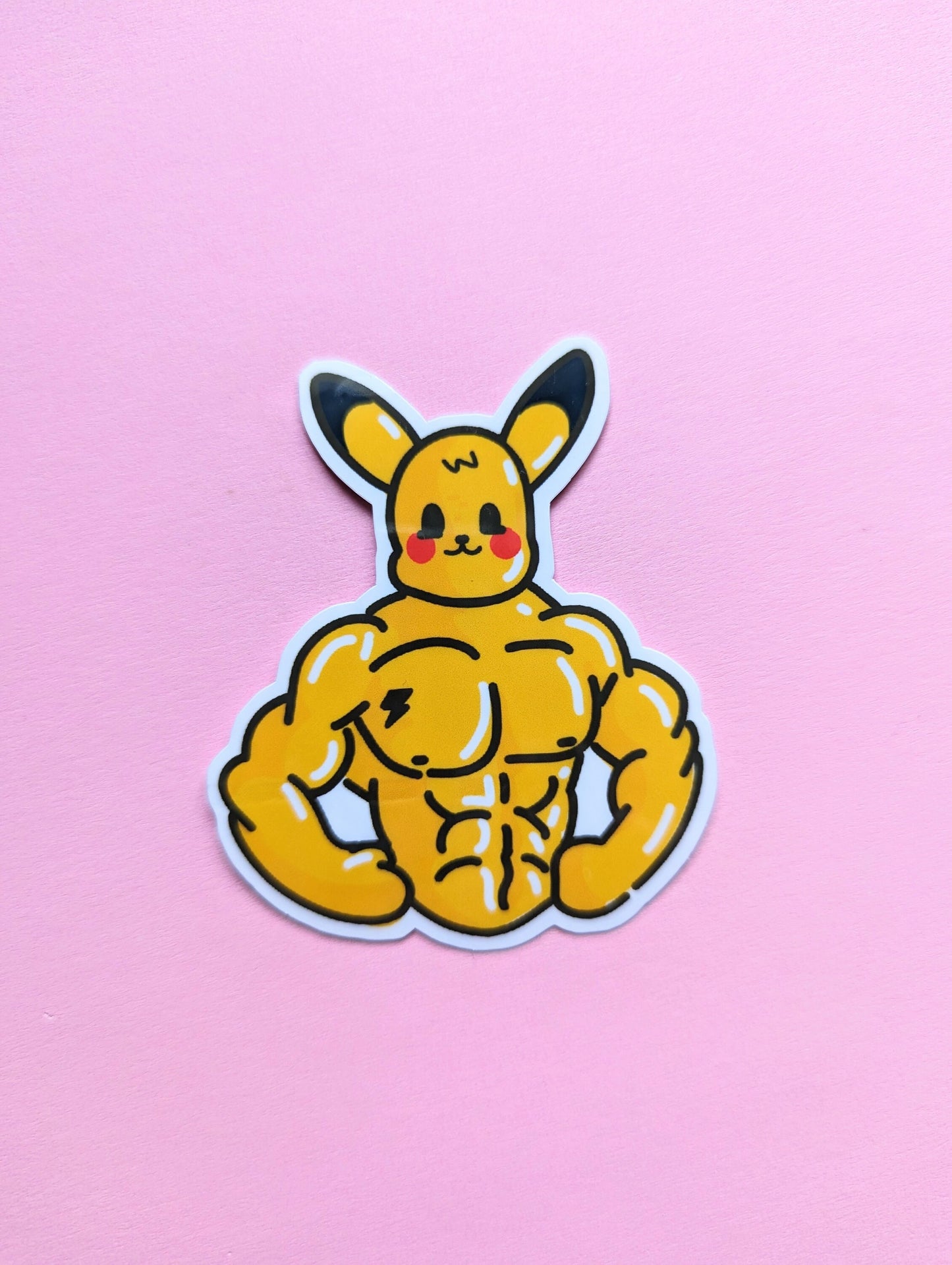 BUFF PIKACHU STICKER / Pikachu lover sticker