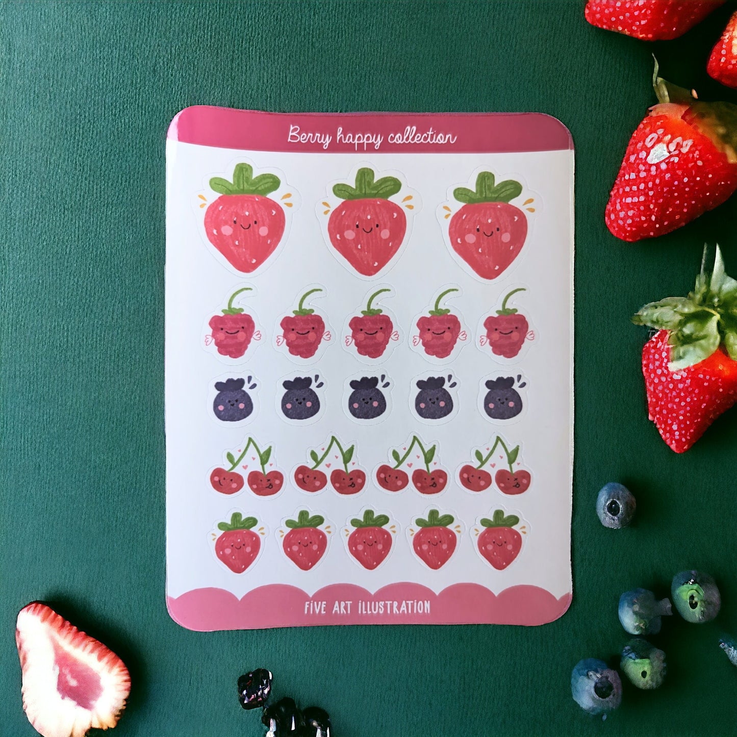 berry nice kawaii sticker sheet