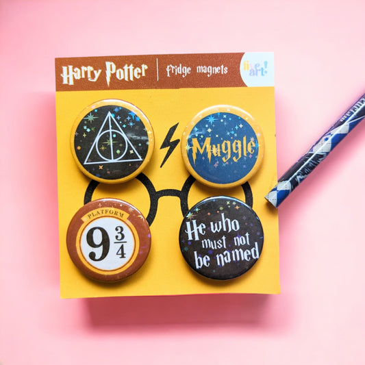 HARRY POTTER MAGNETS set of 4/ Holográphic fridge magnets Harry Potter.