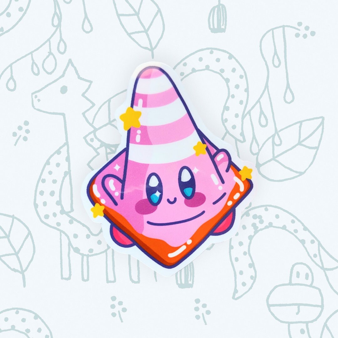 KIRBY FORGOTTEN LAND sticker /kirby traffic cone sticker