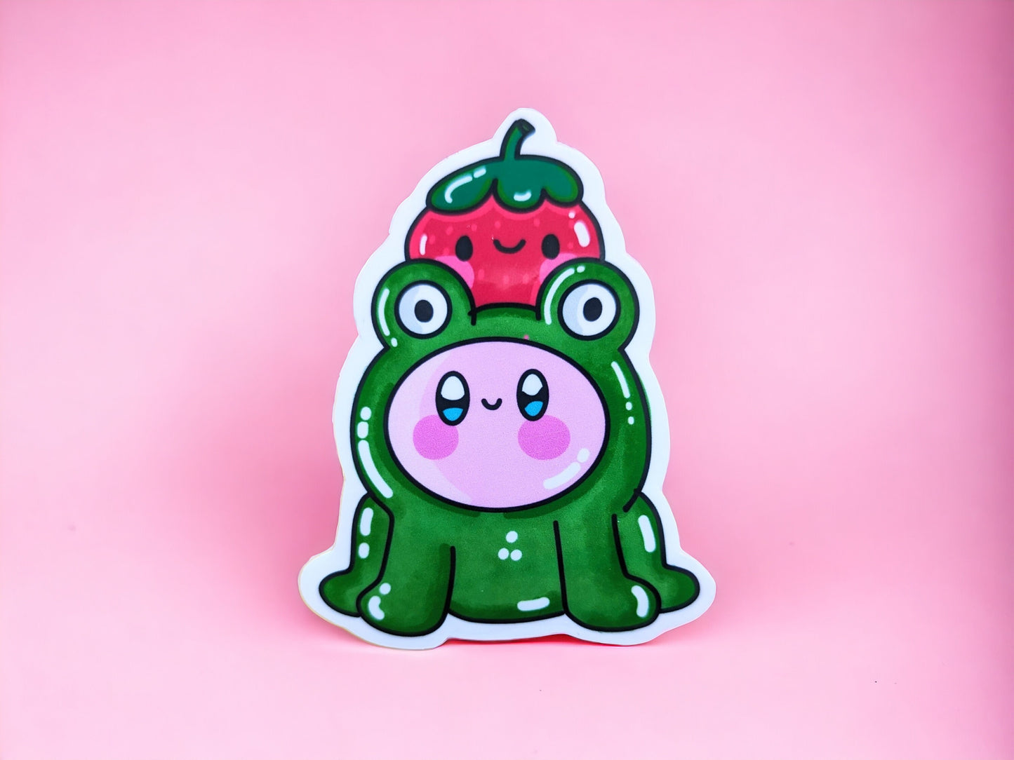 KIRBY FROG STICKER froggy With cute strawberry sticker