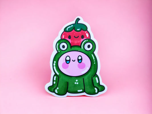 KIRBY FROG STICKER froggy With cute strawberry sticker