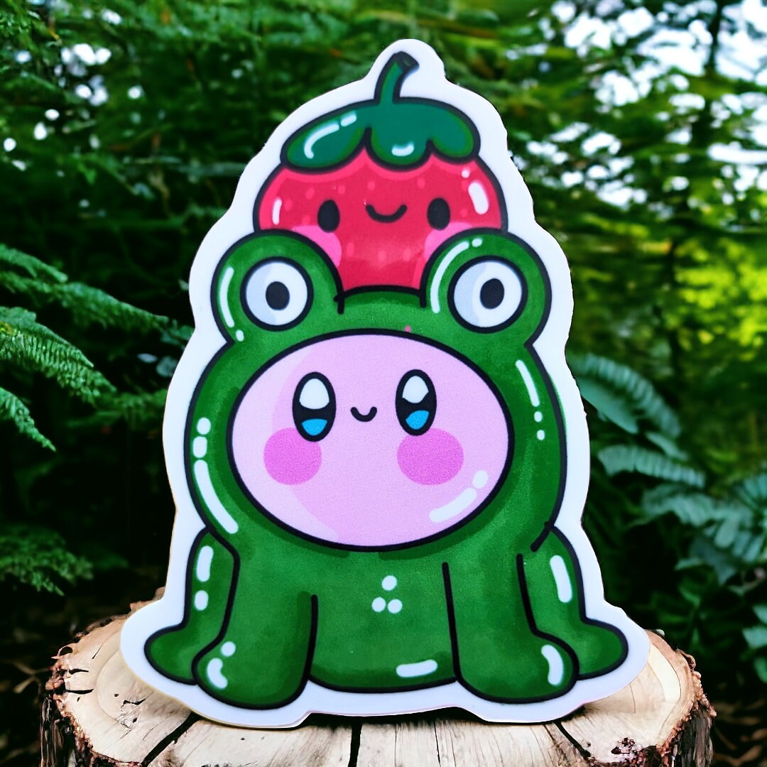 KIRBY FROG STICKER froggy With cute strawberry sticker