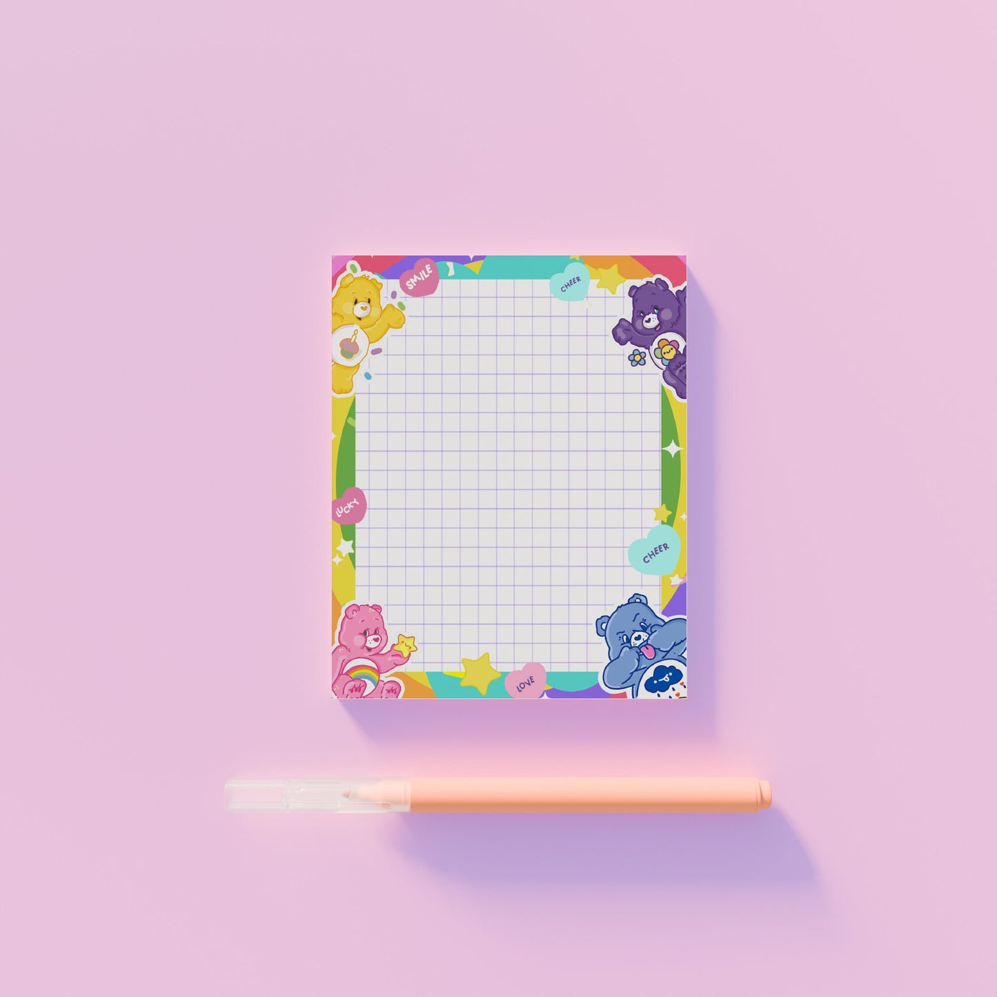 Cute CARE BEARS Colorful mini NOTEPAD / Cute Kawaii notes/care bears memo pad / 5x4inches, 40 pages