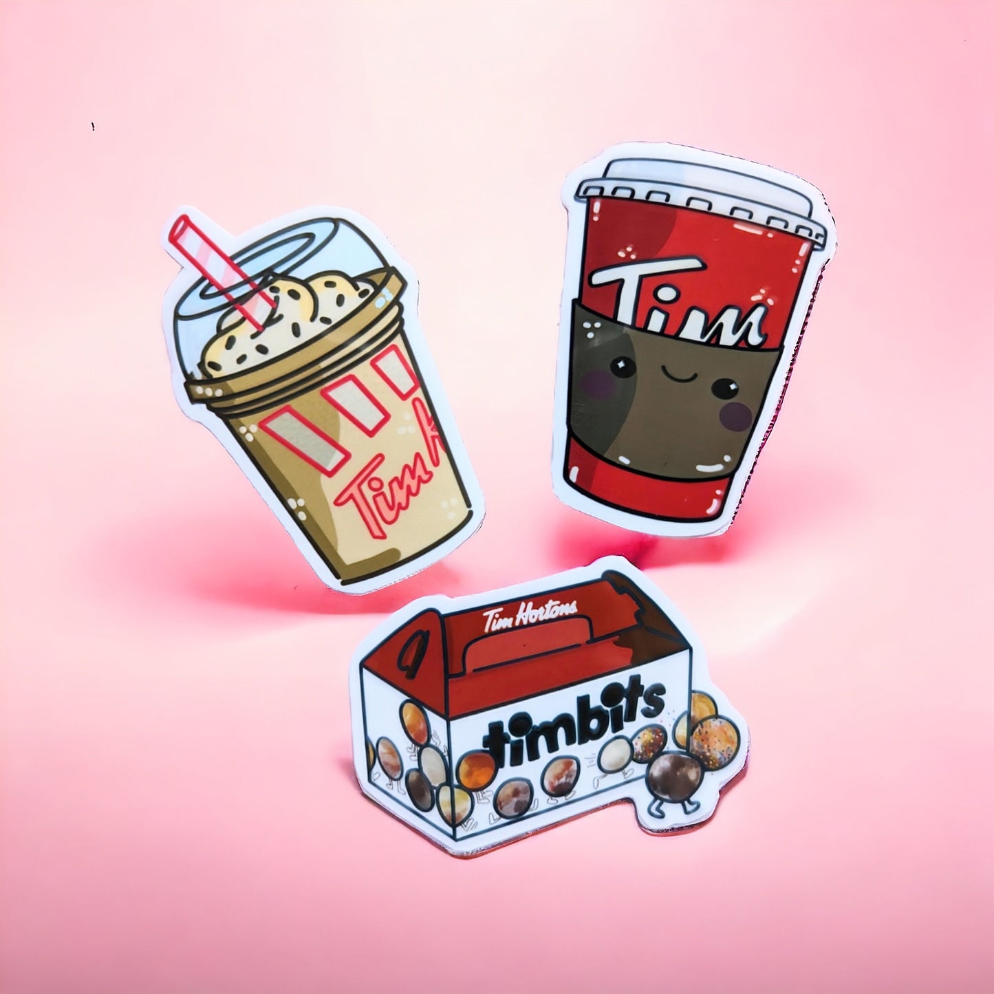 TIM HORTON'S coffee, iced capp and timbits, set of 3 stickers/ Tim Hortons timbits / vinyl waterproof stickers