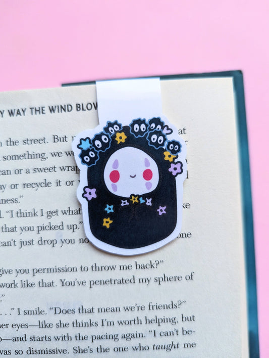 NO FACE GHIBLI studios magnetic bookmark / Flowers bookmark / kawaii reading bookmark / Digital art, books , reading kawaii cute stationery