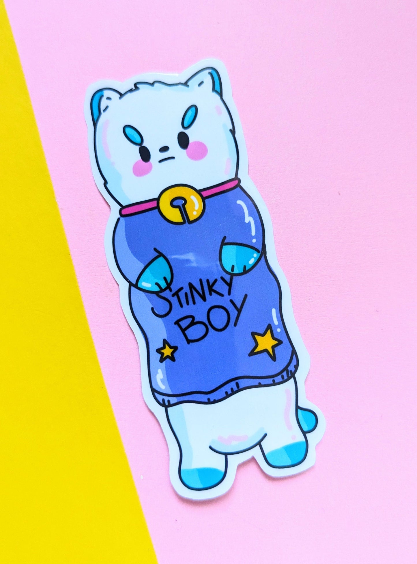 LAZY PUPPYCAT STICKER/ stinky boy sticker/ grumpy cat/ lazy cat vinyl decal